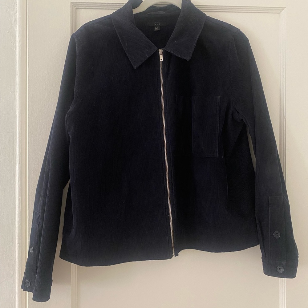 COS Navy Corduroy Zip-Up Jacket
